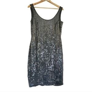 VTG Black Sequin Mini Dress Womens 11 90s Y2K Party HOCO LBD Bodycon Festival